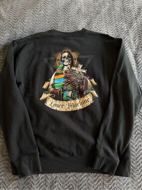 Black Loser Machine Graphic Crewneck Sweatshirt - Bold Back Artwork